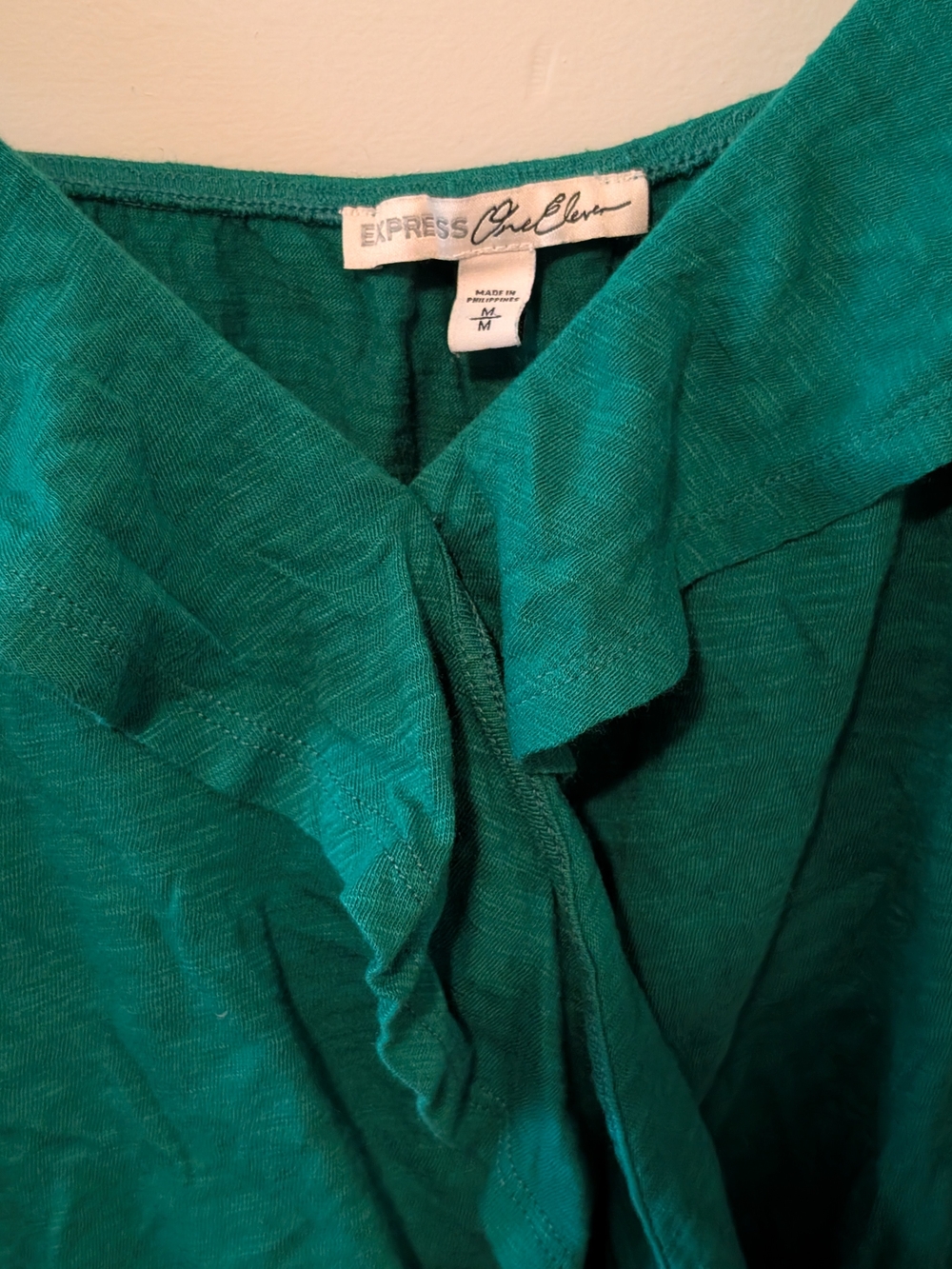 Express Green Ruffle Cropped Cami Top - Picture 2 of 3